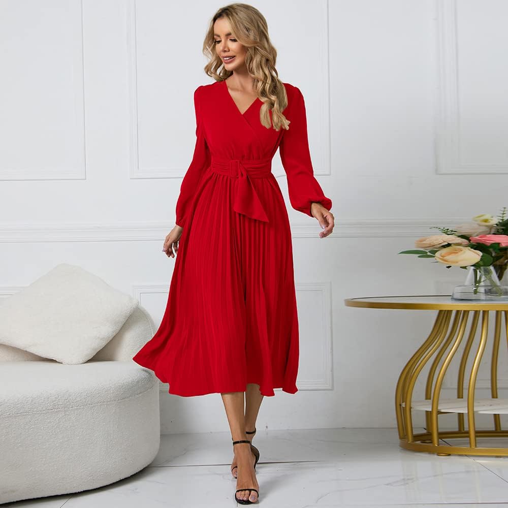 Amazon.com: PQIQP Women's Fall Long Sleeve V Neck Dress